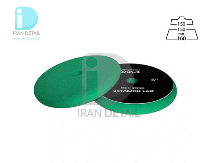 پد پولیش زبر سبز اس جی سی بی 150 میلی متری مدل SGCB RO & DA Buffing Foam Pad 6inches SGGA180