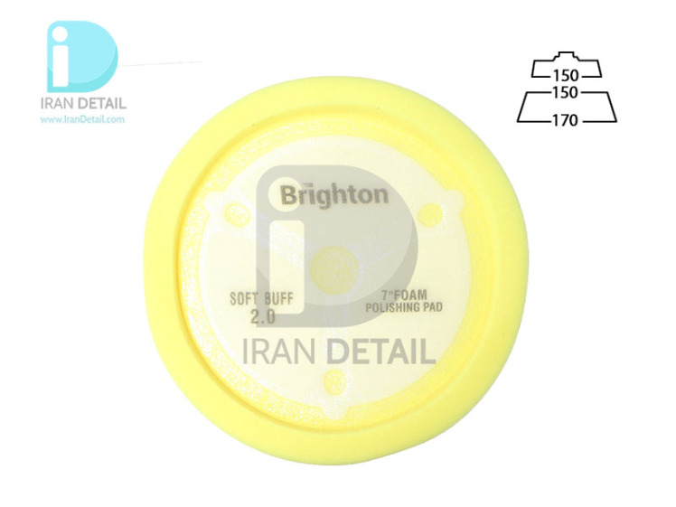 پد پولیش متوسط روتاری زرد 150 میلی متری برایتون مدل Brighton Professional Medium Cut Polishing Pad 150mm