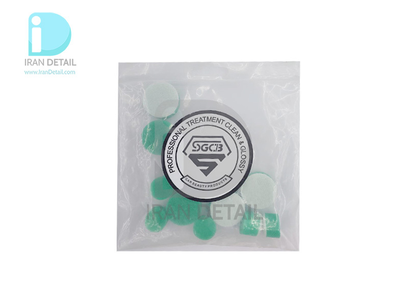 کیت پد پولیش زبر سبز 10 عددی اس جی سی بی مدل SGCB Buffing Pad Set of Detail Polisher SGGA400