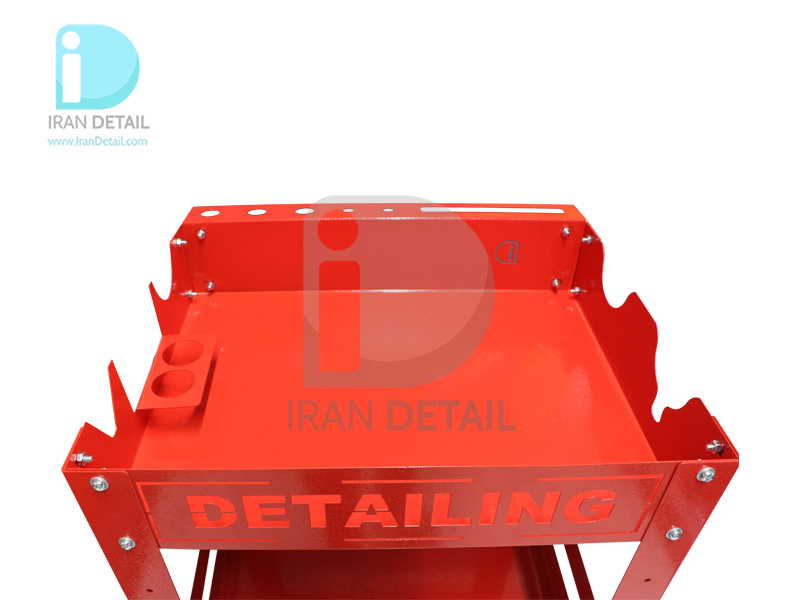  میز ترولی سه طبقه قرمز مخصوص مراکز دیتیلینگ طرح Detailing Trolley 2076 Red 