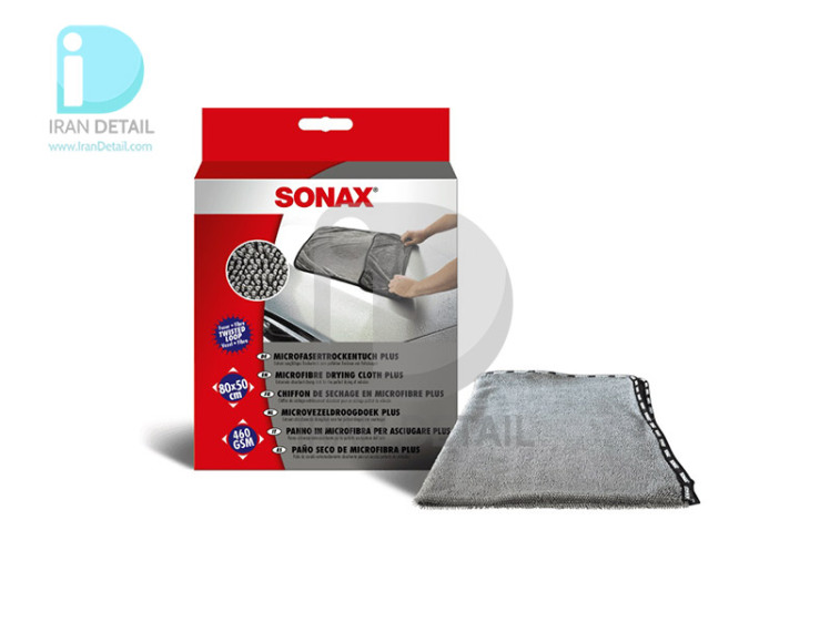 حوله مایکروفایبر آبگیری 80*50 سوناکس مدل Sonax Microfiber Drying Cloth Plus 460GSM