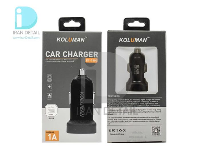 شارژر فندکی تک پورت شارژ سریع به همراه کابل یو اس بی مینی مدل Koluman Car Charger KC-C805